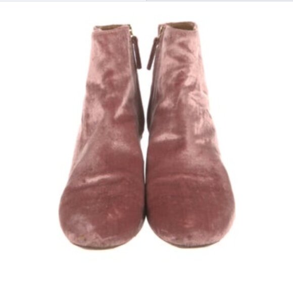 Aquazzura So Me Light Pink Velvet Ankle Boot Size 9 Bootie Heels 2 Inch Pastel - Picture 2 of 11